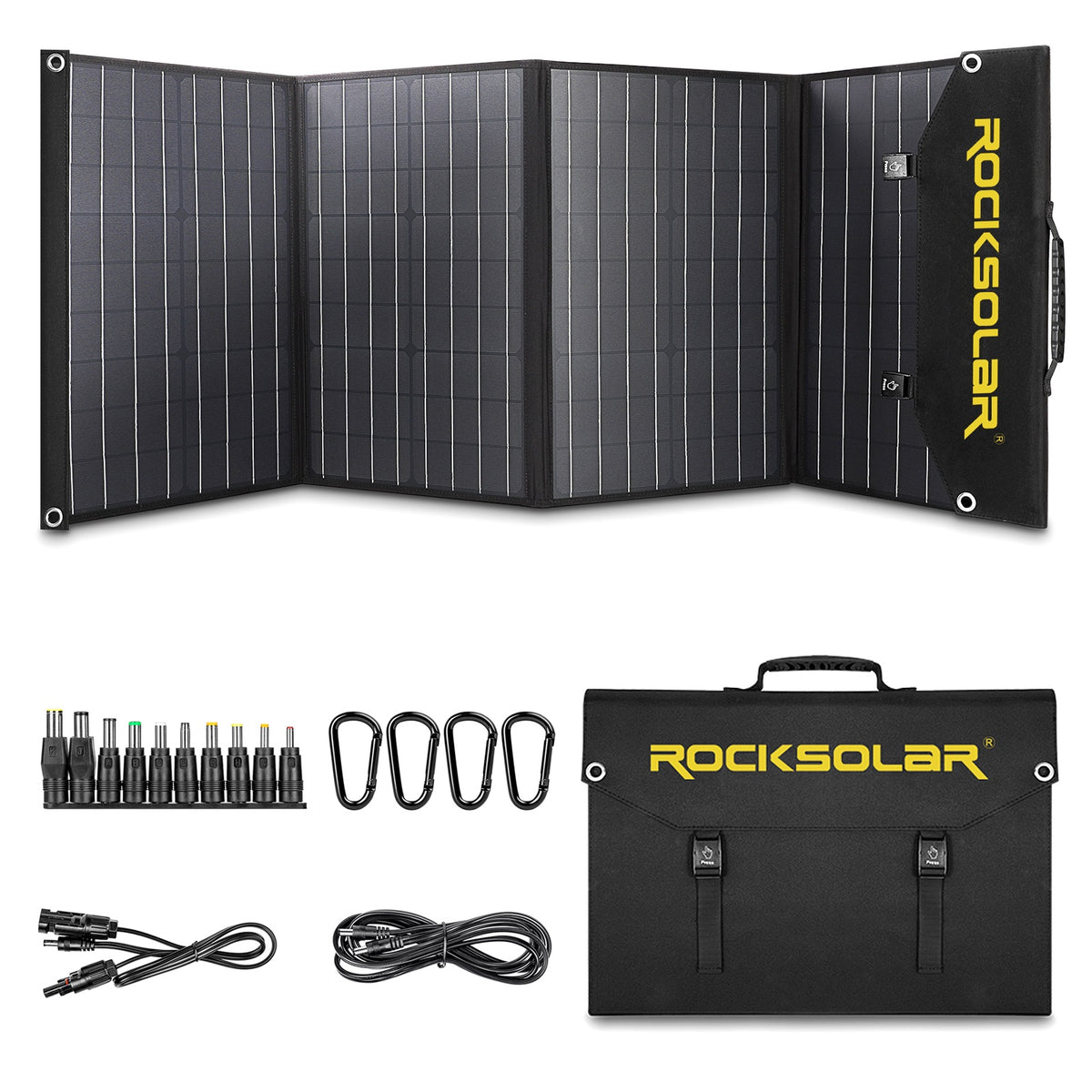 Portable Solar Panel Battery Charger ROCKSOLAR 100W 12V | Crabzz